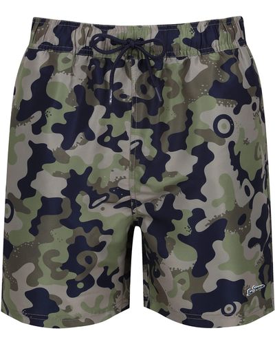 Ben Sherman S Swim Shorts In Khaki Camouflage Medium Length - Grey