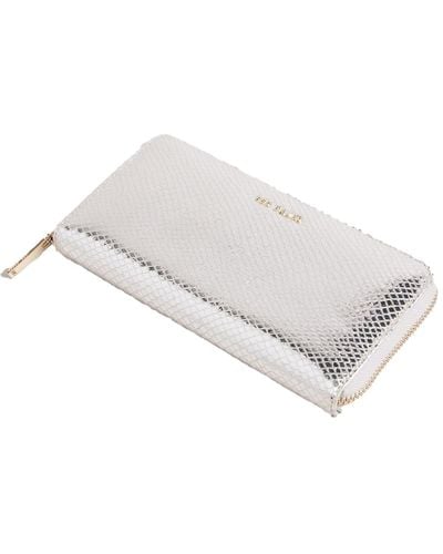Ted Baker Silveah Imitation Snake Large Zip Around Matinee Purse Wallet In Silver - White
