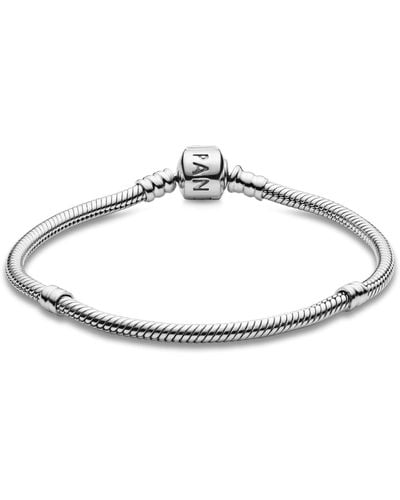 PANDORA Jewelry Iconic Moments Snake Chain Charm Sterling Silver Bracelet - Metallic