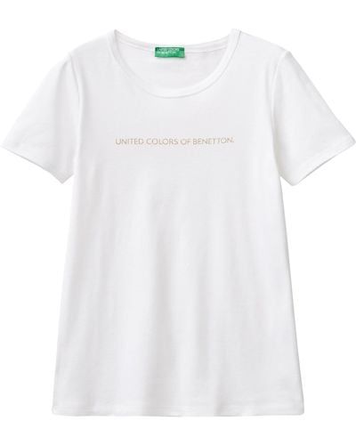 Benetton 3ga2e16a2 T-Shirt - Weiß