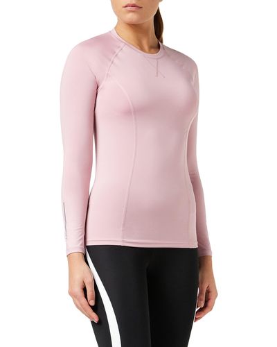 Amazon Essentials Camiseta Deportiva elástica de ga Larga Mujer - Rosa