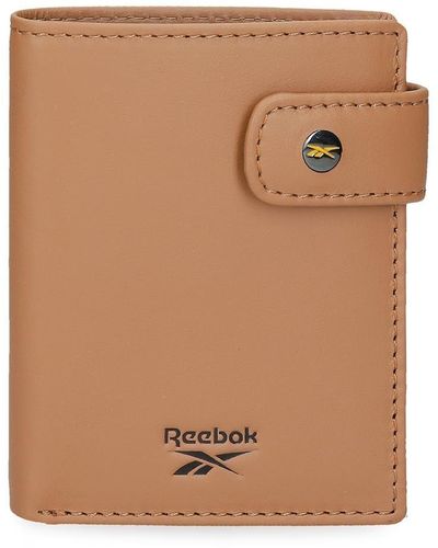 Reebok Switch Vertical Wallet With Click Closure Brown 8.5 X 10.5 X 1 Cm Leather