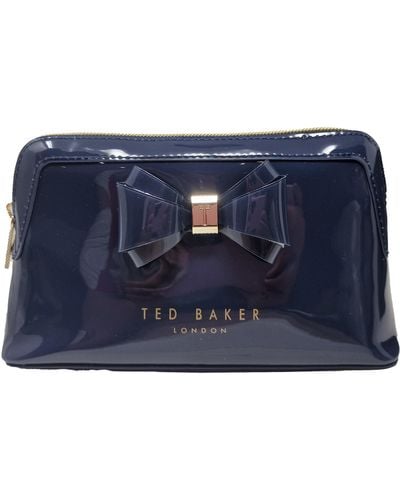 Ted Baker Aimee Curve Bow Make Up Bag In Navy - Blue