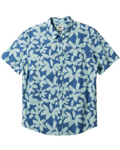 Quiksilver Apero Classic Button Up Woven Top Shirt - Blue