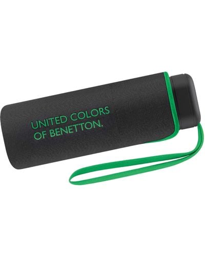 Benetton Benetton Pocket Umbrella Ultra Mini Flat Solid Black - Green