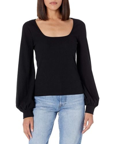 The Drop @lucyswhims Square-neck Balloon-sleeve Top - Black