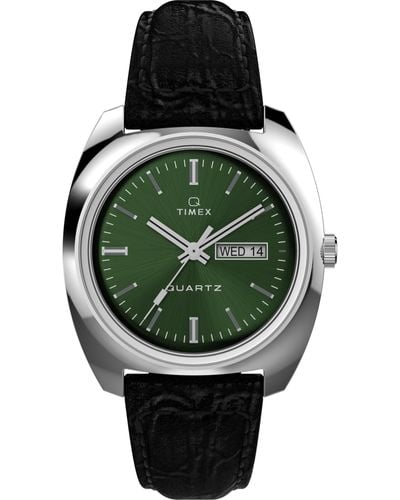 Timex Black Strap Green Dial Stainless Steel