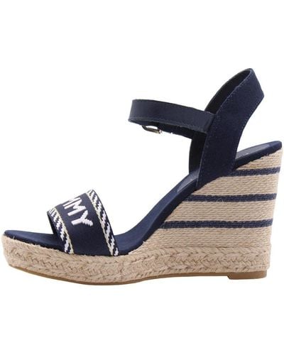 Tommy Hilfiger Espadrille Sandalen Met Sleehak Voor - Blauw