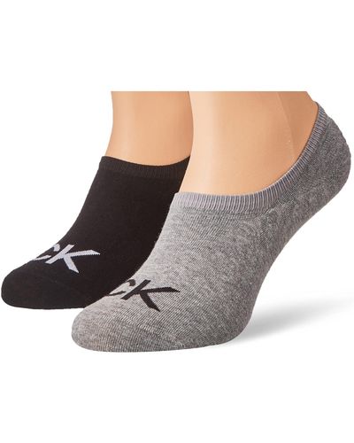 Calvin Klein Logo Liner Socks 2 Pack Footie - Noir