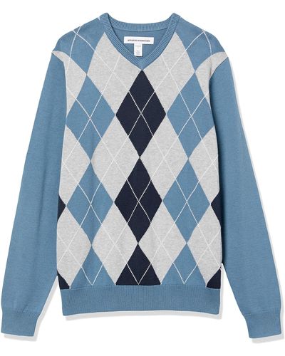 Amazon Essentials V-Neck Sweater Pullover-Sweaters - Azul