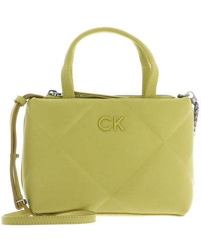 Calvin Klein Re-lock Quilt Tote Mini Xs Citrus - Groen