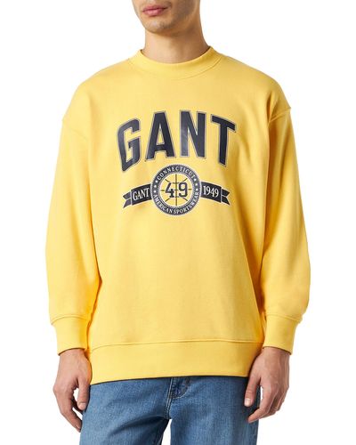 GANT C-Neck Crest Sweater Retro Logo Pullover MIT Rundhalsausschnitt - Gelb