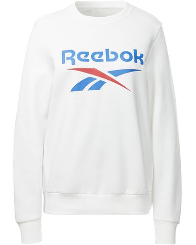 Reebok Felpa in Pile con Logo Grande Maglia di Tuta - Bianco