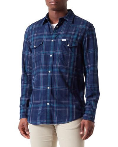 Wrangler Ls Western Shirt - Blue
