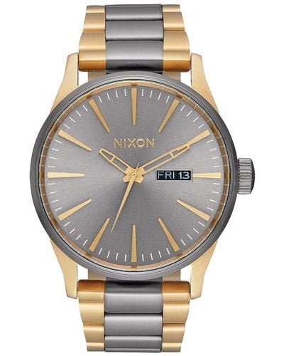 Nixon Analog Quarz Smart Watch Armbanduhr mit Edelstahl Armband A356-595-00 - Grau