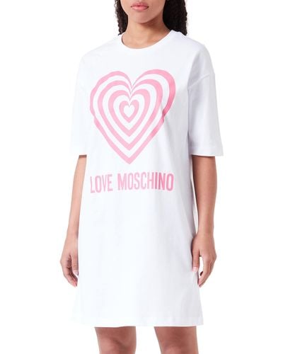 Love Moschino Robe à ches Courtes en Forme de T Confortable - Blanc