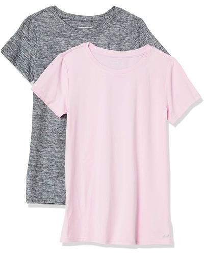 Amazon Essentials Camiseta técnica elástica de ga Corta y Cuello Redondo - Rosa