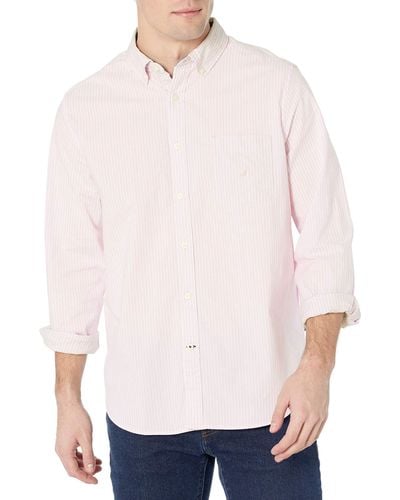 Nautica Long Sleeve Button Down Poplin Shirt Chemise Bouton Bas - Blanc