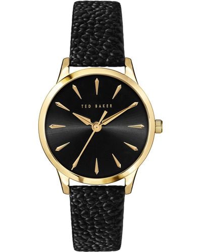 Ted Baker Fitzrovia Charm Black Leather Strap Watch 34mm
