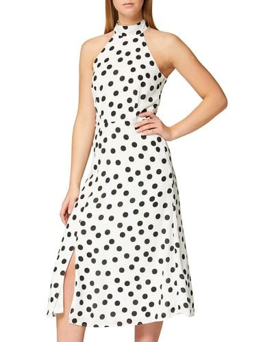 TRUTH & FABLE Amazon-Marke: Midi-Kleid mit Neckholder aus Chiffon - Weiß