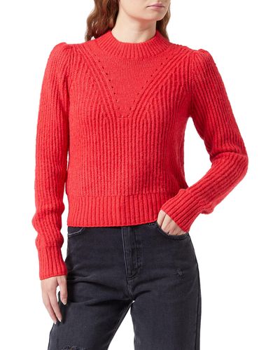 Scotch & Soda Crewneck with Puffed Sleeves Pullover - Rot