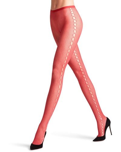 FALKE Supersize Net W Ti Transparent Patterned 1 Pair Tights - Red