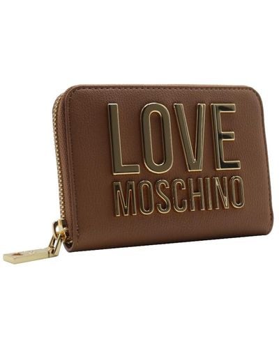 Love Moschino Geldbörse mit Ziparound Logo Kleines Kamel - Braun