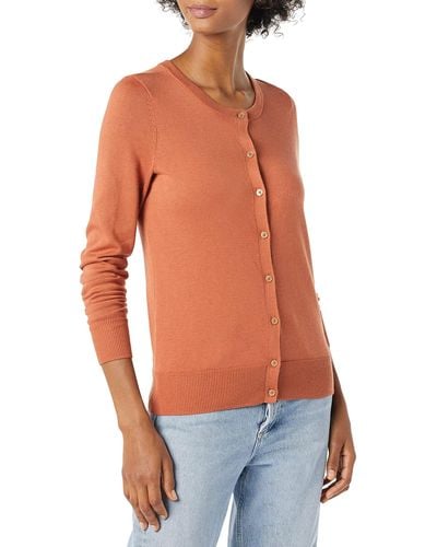 Amazon Essentials Lightweight Crewneck Cardigan Sweater - Orange