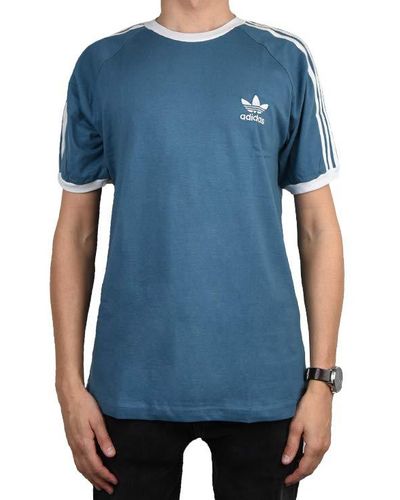 adidas Originals T-Shirts s T Shirt 3 Stripe Trefoil Tee Pale Blue Crew Neck S-XL DV2554 - Blau