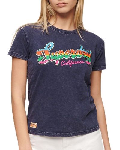 Superdry Figurbetontes T-Shirt mit Cali-Sticker Kräftiges Marineblau Strukturiert 38