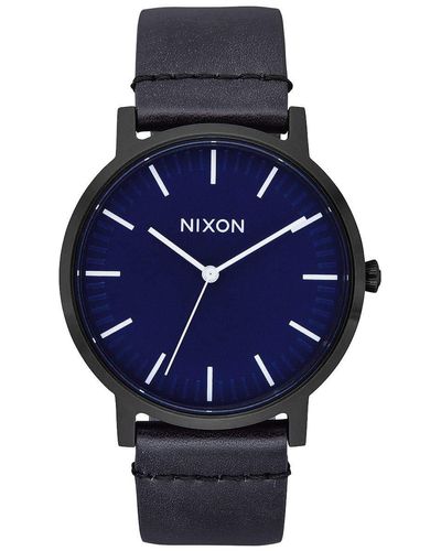 Nixon Erwachsene Analog Quarz Uhr mit Leder Armband A1058-2668-00 - Blau