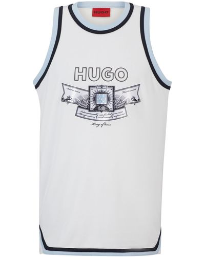 HUGO S Drapes Mesh Vest With New-season Logo Artwork White - Grey