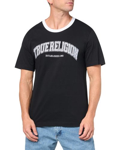True Religion Ss Collegiate Ringer Tee - Black