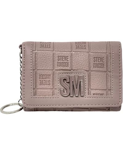 Steve Madden Brue Trifold Wallet With Keychain - Brown