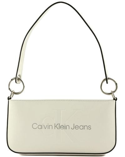 Calvin Klein CKJ Sculpted Shoulder Pouch White/Silver Logo - Blanc