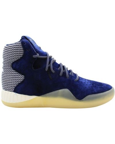 adidas Tubular Instinct Blue Suede Leather Hi Lace Up S Trainers S80087