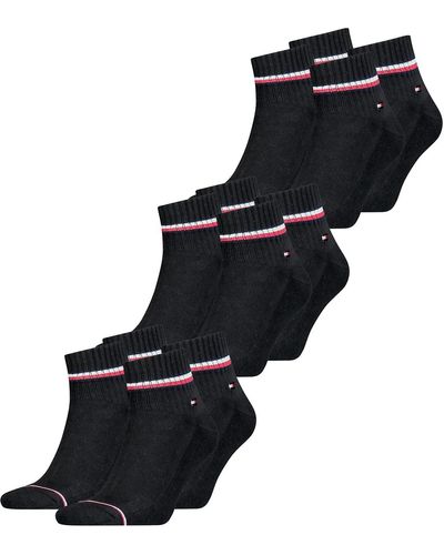 Tommy Hilfiger Iconic QUARTER Lot de 4 paires de chaussettes de sport pour homme Taille 39-49 - Noir