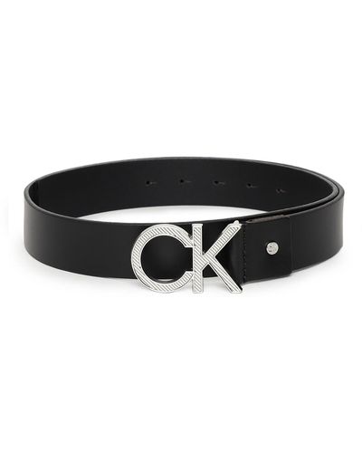 Calvin Klein Belt Metal Bombe 3.5 Cm Leather in Black for Men | Lyst UK