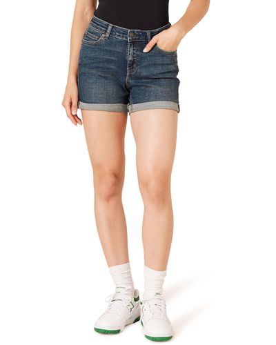 Amazon Essentials Pantalón Corto de Denim de 10 Cm Mujer - Azul