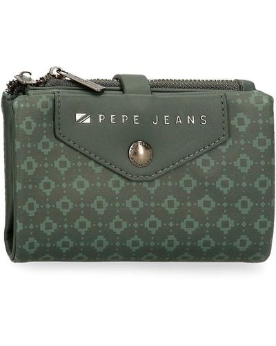 Pepe Jeans Bethany Wallet With Card Holder Green 14.5 X 9 X 2 Cm Faux Leather