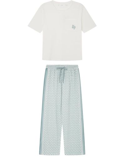 Women'secret Pijama 100% algodón Capri Estampado geométrico Juego - Blanco