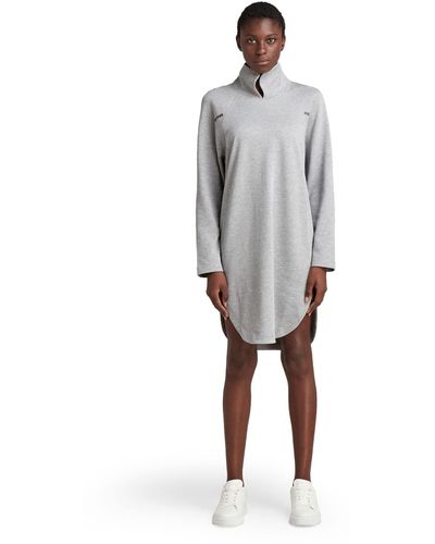 G-Star RAW Open Collar Oversized Sweater Kleid - Gris