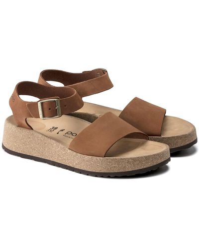 Birkenstock Papillio 1020042 Glenda Pecan Sandali per Donna in Pelle con fibia e Zeppa Bassa - Marrone