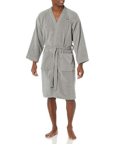 Lacoste Classic Pique 100% Cotton Bath Robe - Grey