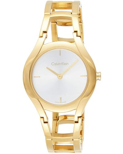 Calvin Klein Damen Analog Quarz Uhr mit Edelstahl Armband K6R23526 - Gelb