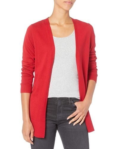 Amazon Essentials Lightweight Open-Front Cardigan Sweater Sweaters - Rojo
