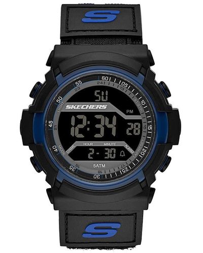 Skechers Flournoy 53 Mm Sport Digitale Fast Wrap Horloge - Zwart