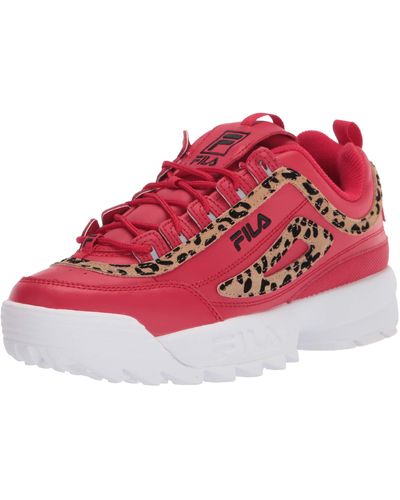 Fila Womens Disruptor Ii Leopard Sneaker - Rosso