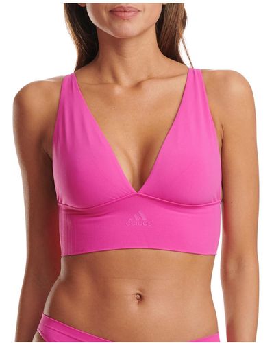 adidas Micro-stretch Lounge Bra—seamless Comfort & Support Plunge - Pink