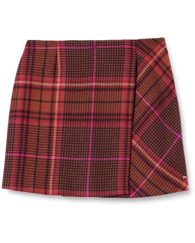 Tommy Hilfiger Wool Check Wrap Short Skirt Gerade Röcke - Rot